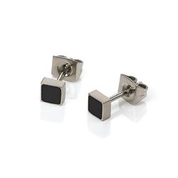 Boccia Black Enamel Square Titanium Studs - 544-02